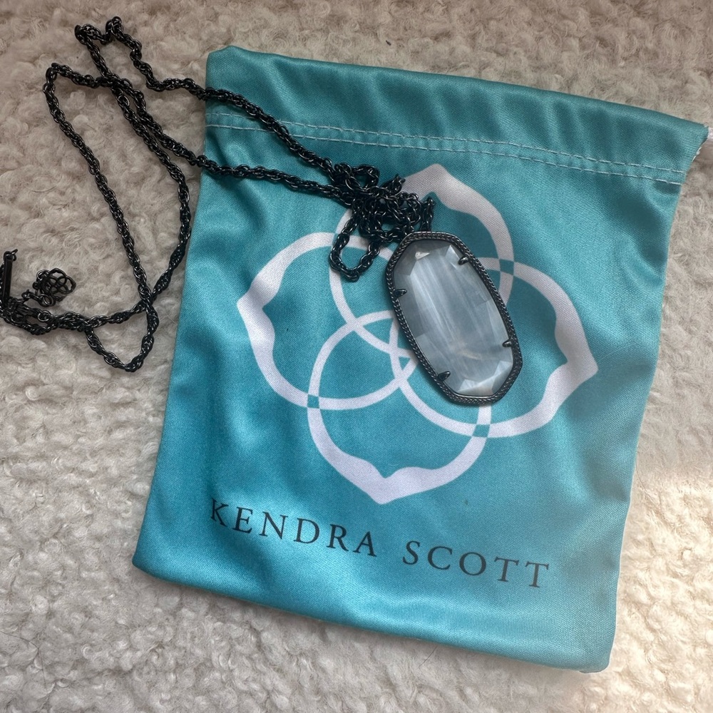 Kendra Scott Black Necklace with White Stone